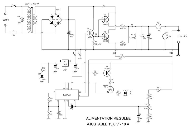 ALIMENTATION STABILISEE 220V/12V 10/12A FIXE - silim