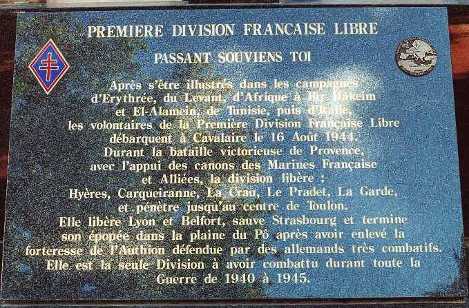 Plaque comm�morative de la 1�re DFL
